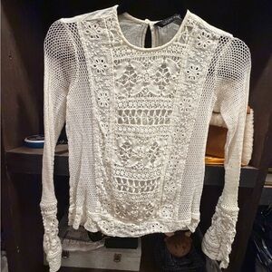 Zara White Lace Blouse